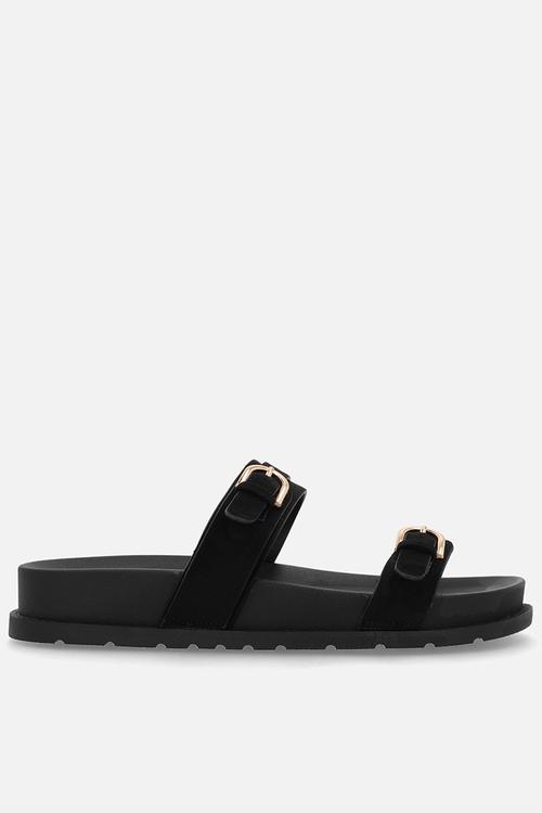 Rose two strap slide - black