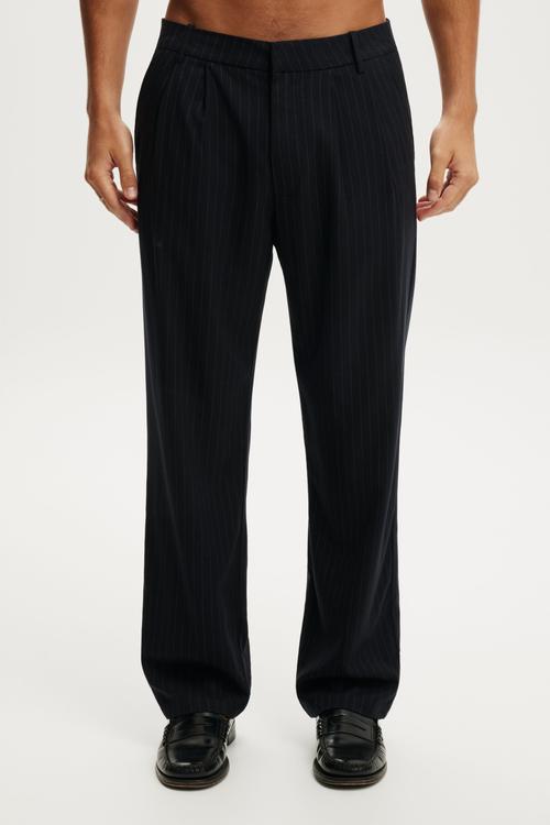 Baggy Pleated Pant - Dark Navy Pinstripe
