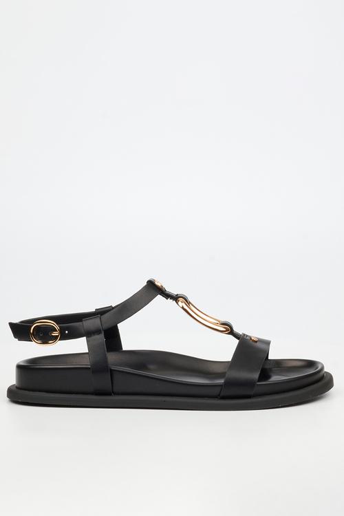 Polpetta 4 gold trim sandal - black