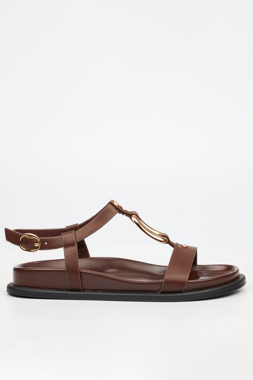 Polpetta 4 gold trim sandal - chocolate