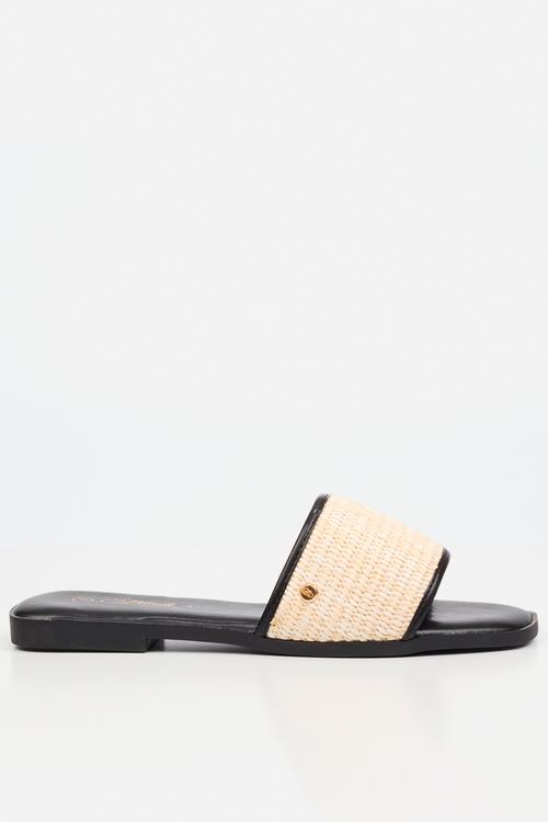 Zenia 1 raffia sandal - black