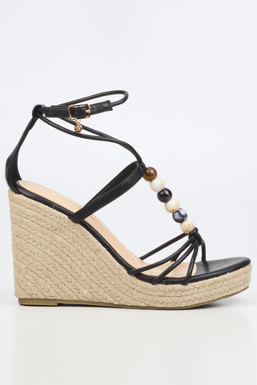 Portia 1 beaded strappy wedge - black