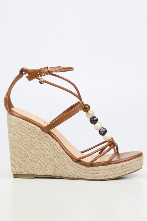 Portia 1 beaded strappy wedge - tan