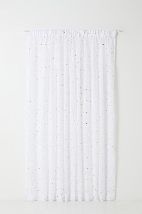Sheer Taped Curtain - White & Gold