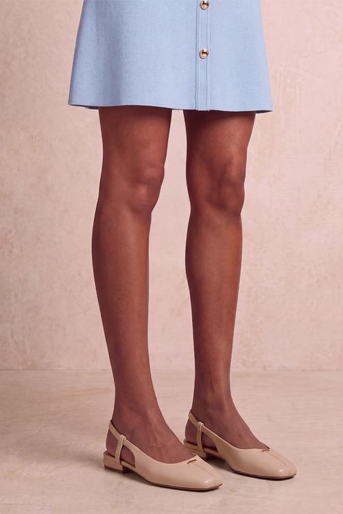 Grace centre seam detail slingback flat - ivory