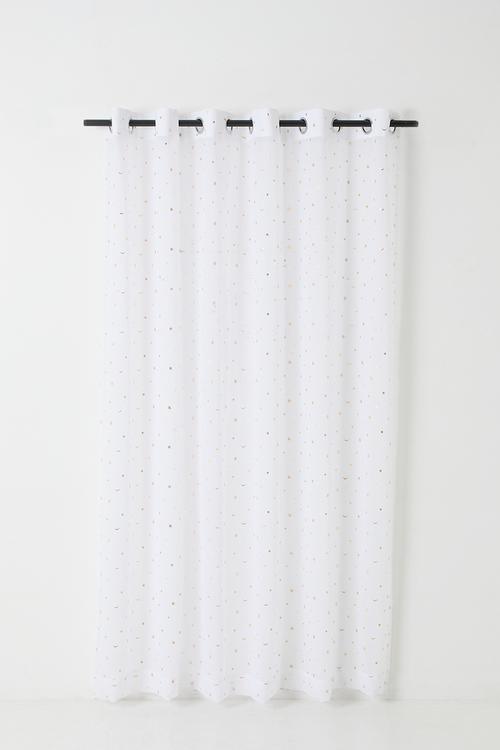 Sheer Eyelet Curtain - White & Gold