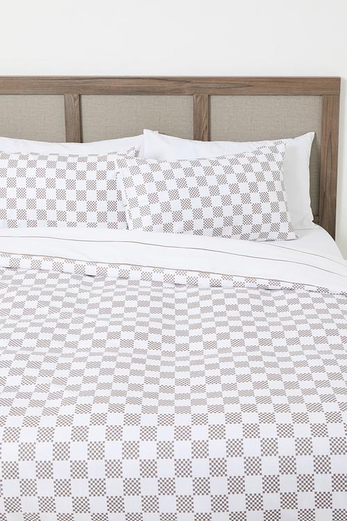 Distressed Check Super Soft Duvet Set - Neutral