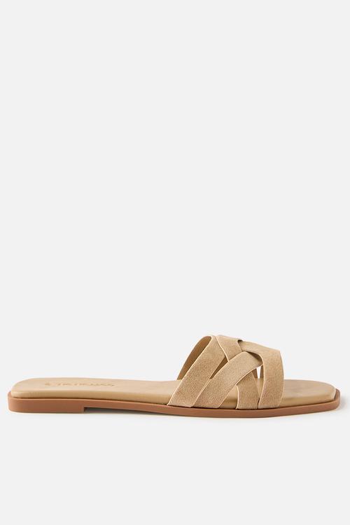 Bella slide - Taupe faux suede