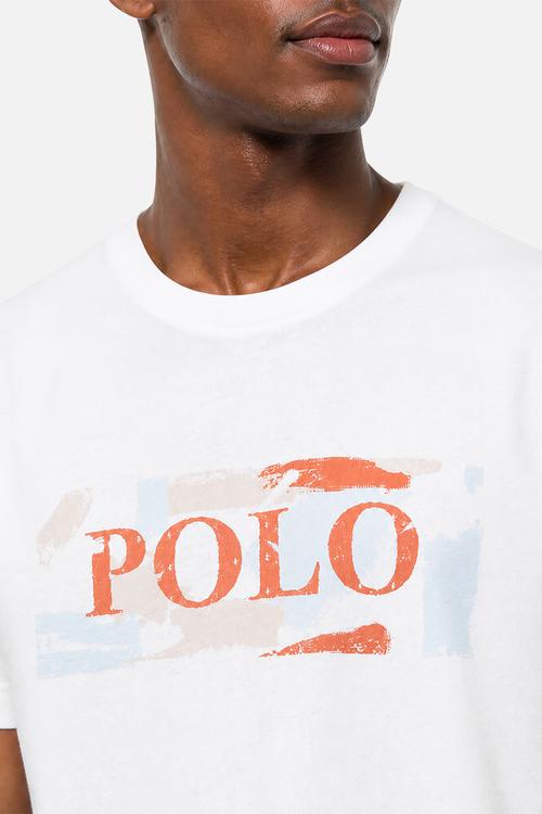 Mens abstract logo ss tee - white