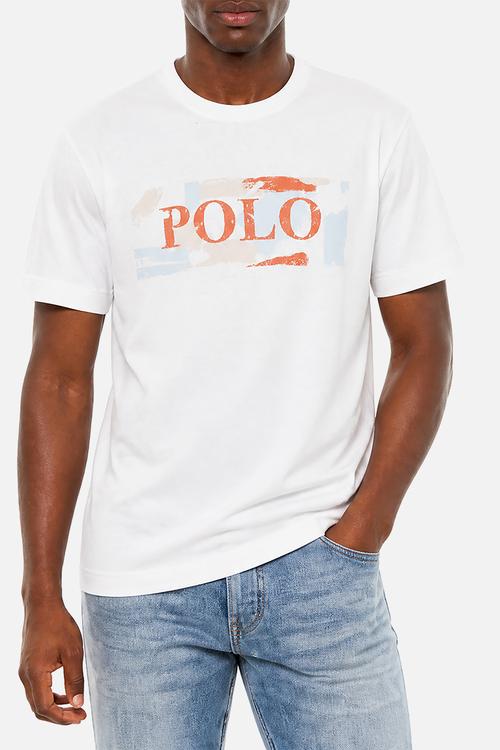 Mens abstract logo ss tee - white