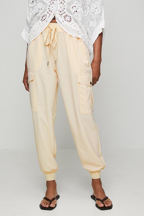 Ankle Length With Drawcord Easy Wearing Cargo Pocket Trouser  - Stone