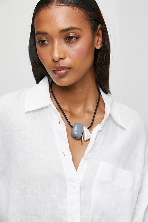 Lumière Sculptural Pendant Cord Necklace - Multi