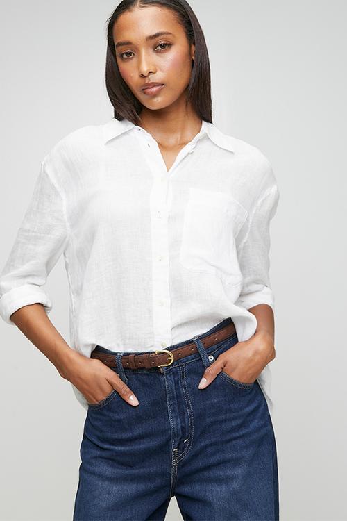 Laine Oval Gold Buckle Belt With Double Belt Keeper - Brown
