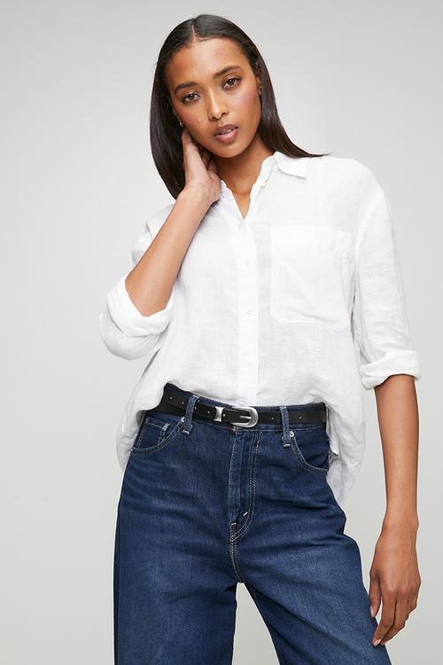 Liana Classic Slim Belt With Silver Buckle - Black