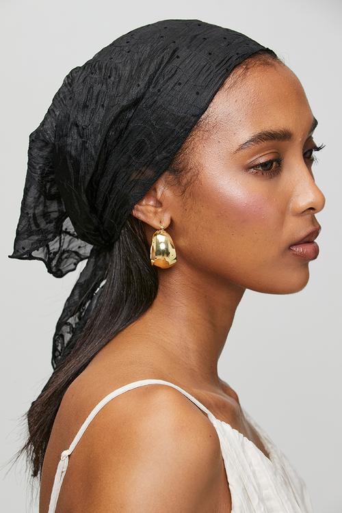Noor Sheer Headscarf With Tectured Pattern - Black