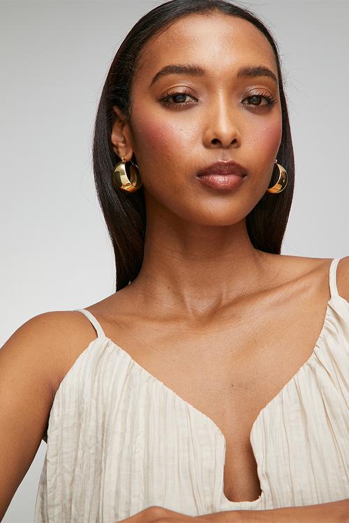 Posy Wide Hoop Earrings - Gold