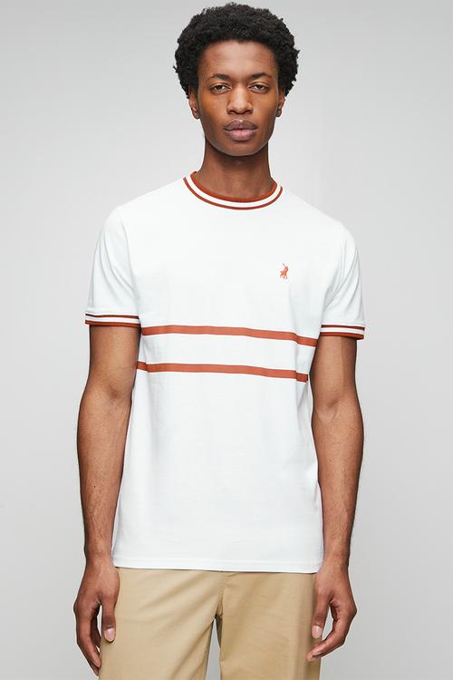 Mens Sport Short Sleeve Ribbed Tee - White
