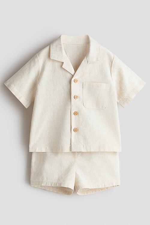 2-Piece linen-blend set - light beige