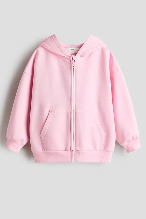 Oversized zip-through hoodie - light pink