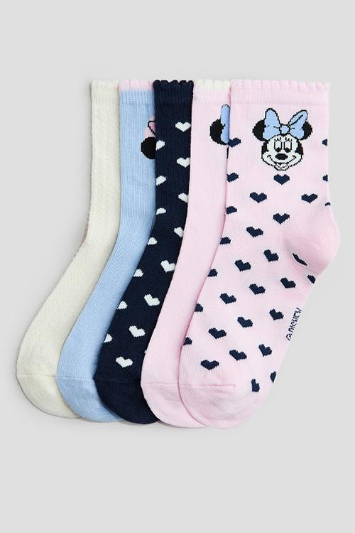 5-Pack motif-detail socks - light blue/minnie mouse