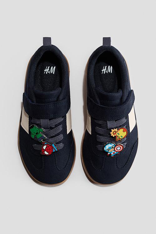 Appliquéd trainers - navy blue/marvel comics