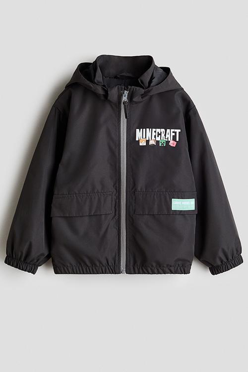 Hooded windbreaker - dark grey/minecraft