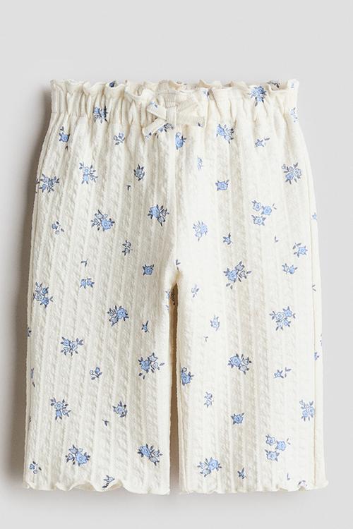 Textured jersey trousers - white/floral