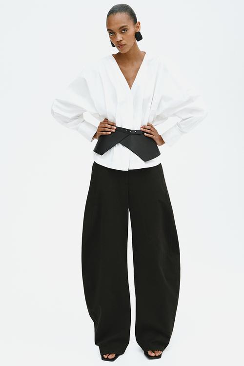 Waisted cotton blouse - white