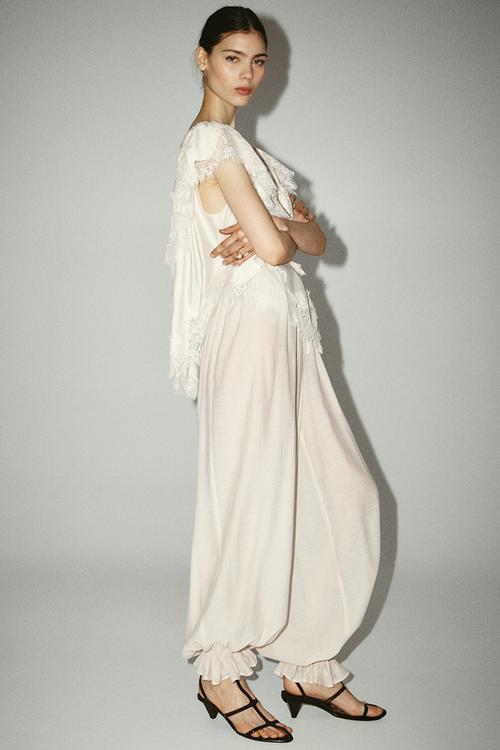 Lace-trimmed blouse - cream