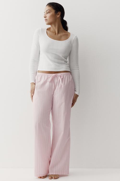 Cotton pyjama bottoms - light pink/striped