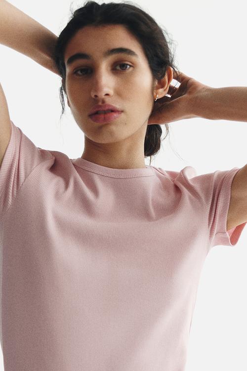 Ribbed t-shirt - light dusty pink