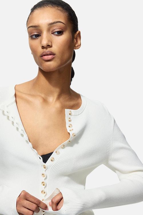 Ribbed cardigan - cream