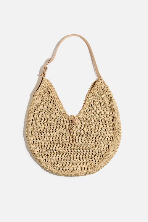 Straw shoulder bag - beige