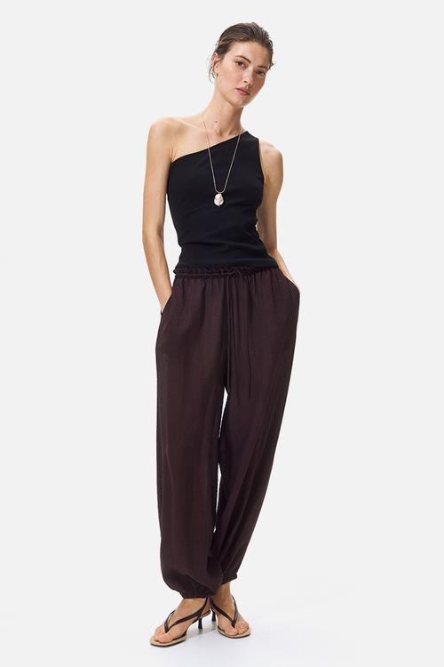Balloon drawstring trousers - dark brown