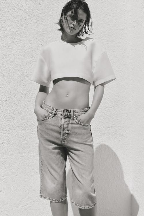Denim bermuda shorts - light denim blue