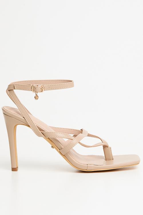 Razz 3 ankle-strap toe thong heel - natural