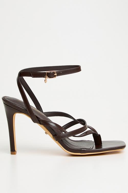 Razz 3 ankle-strap toe thong heel - chocolate
