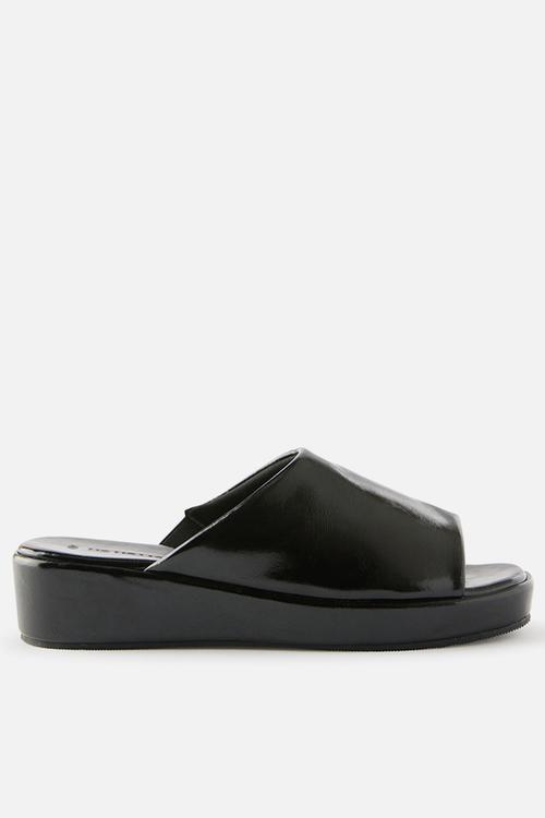 Quin Platform Single Vamp - black smooth Pu