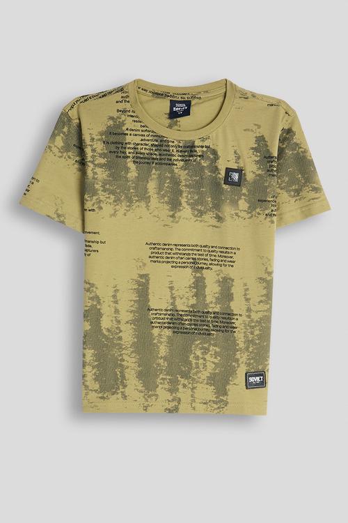 Boys Rotary Print T-Shirt - Kelp