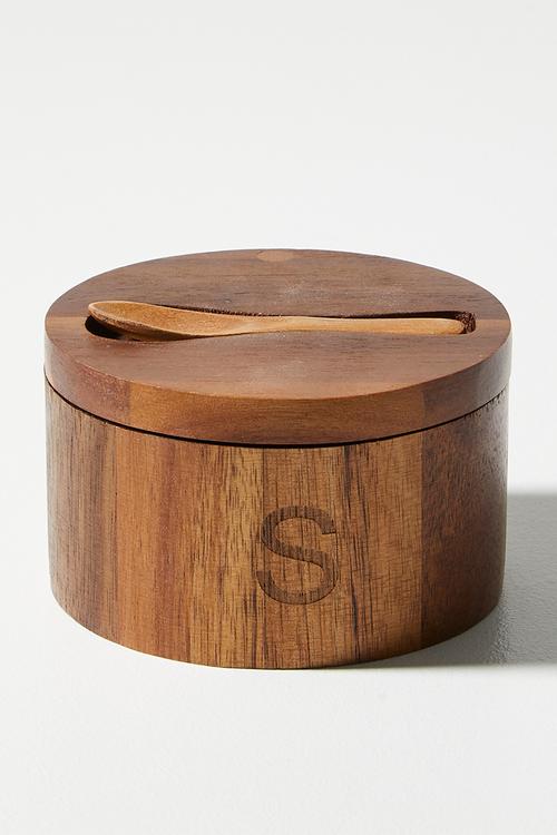 Home Classix Acacia Wooden Spice Jar with Spoon - brown