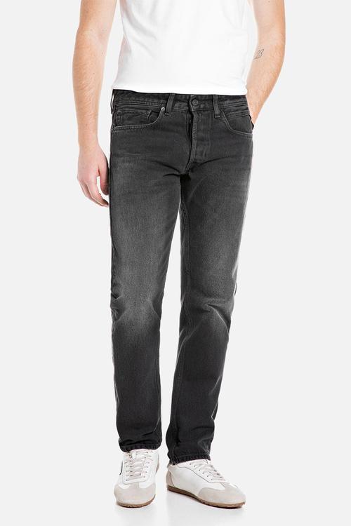 12 Oz black od black cotton denim - black delavè