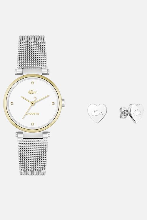Lacoste Orba Watch & Heart Crocodile Studs Gift Set - Two-Tone
