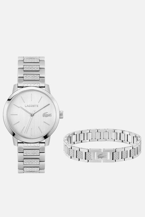 Lacoste Metropole 39mm Watch & Bracelet Gift Set - Silver