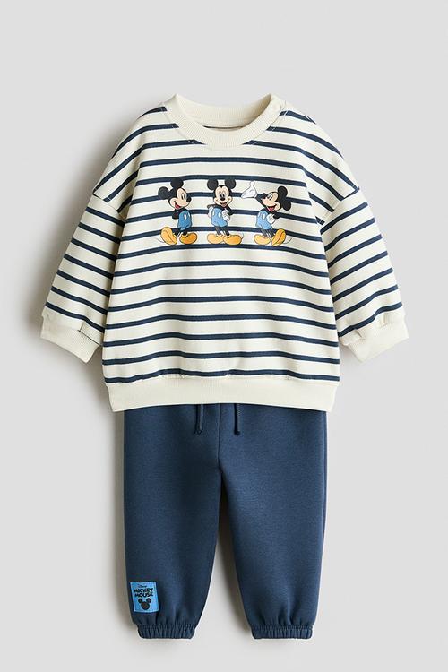 2-Piece printed sweatshirt set - dark dusty blue/mickey mouse