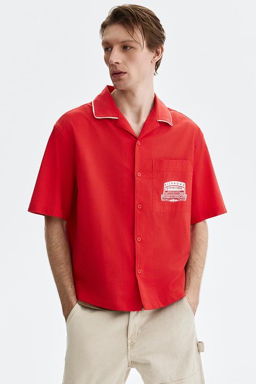 Relaxed fit printed shirt - light red/richmond