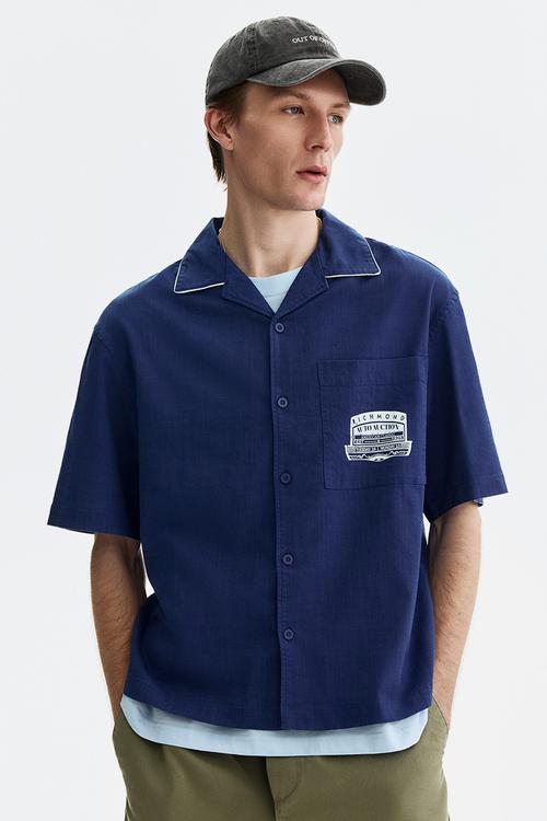 Relaxed fit printed shirt - navy blue/richmond