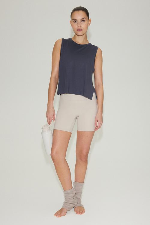 Boxy-style sports vest top with drymove? - dark clay grey