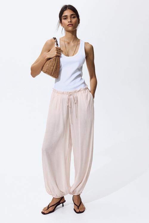 Balloon drawstring trousers - light peach pink