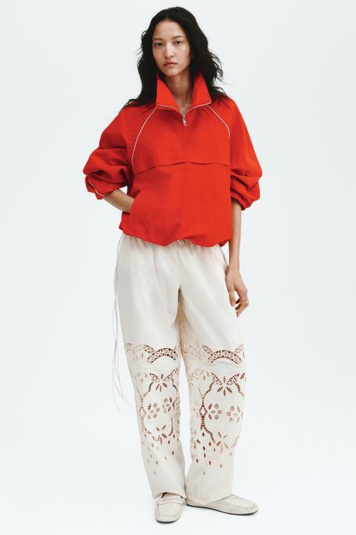Oversized nylon popover jacket - bright red