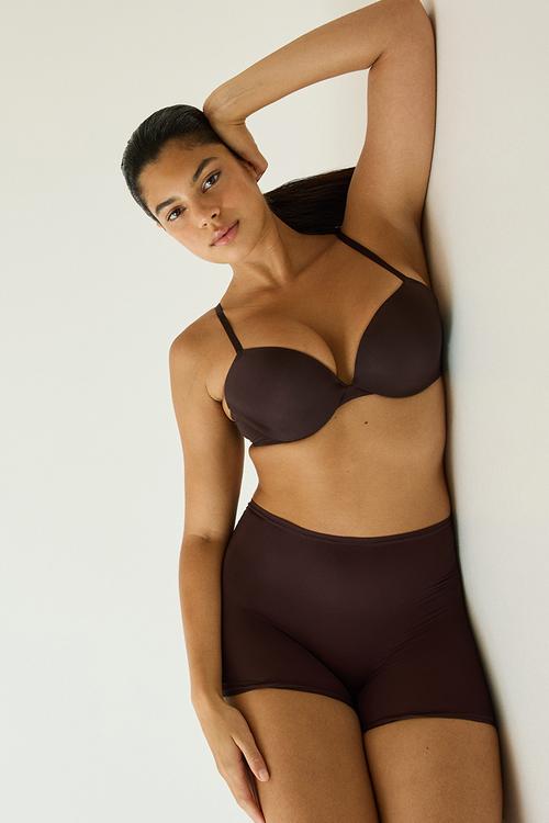 Seamless microfibre push-up bra with lycra? - dark brown